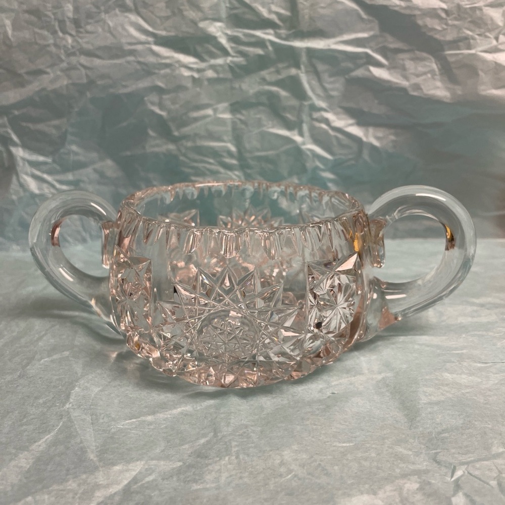 Antique American Brilliant Cut Crystal Cream and Sugar Set. Early 1900